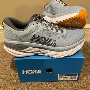 Mens Hoka One One Bondi 7 in Blue Fog Castlerock Size 9.5